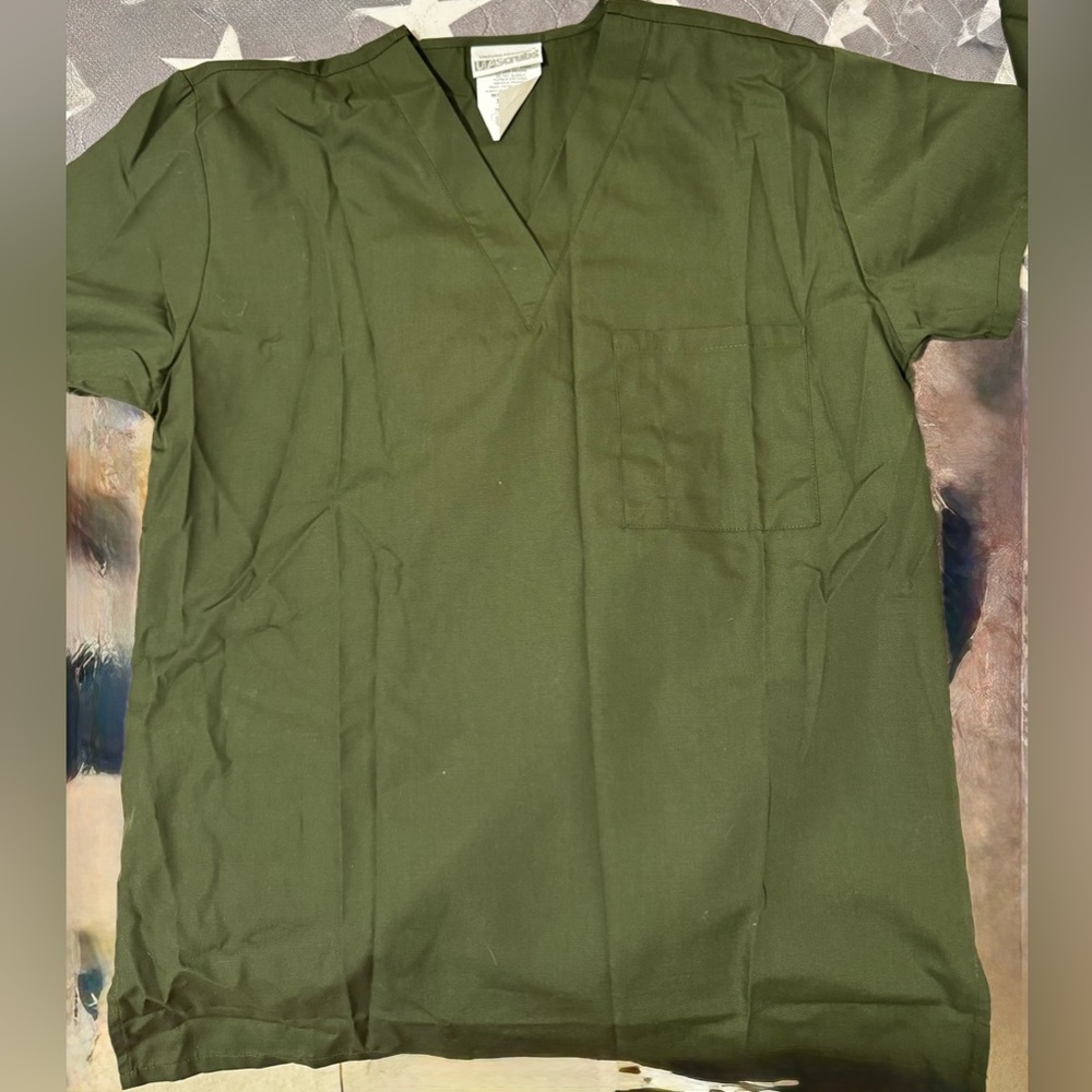 Olive XS scrubs.